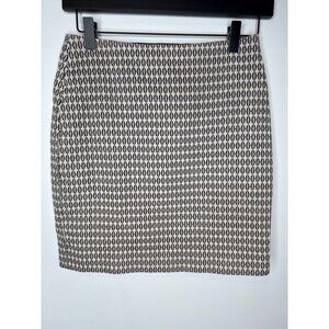 Ann Taylor Skirt Womens Pencil Mini Size 0 Cotton Tan Black Print Work Office
